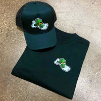 Money Hands Patch - Black Trucker Cap - Green Design