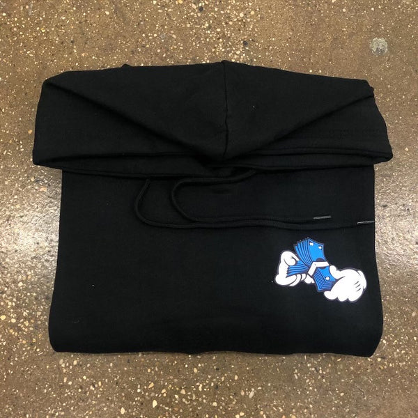 Money Hands - Black Hoody - Royal Blue/ White Design