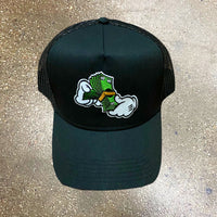 Money Hands Patch - Black Trucker Cap - Green Design