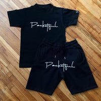 Script - Black Shortset - White Design