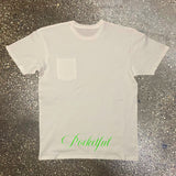 Classic - White Pocket Tee - Green/ Forest Green Design