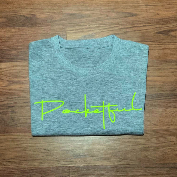 Script - Grey T-Shirt - Neon Design