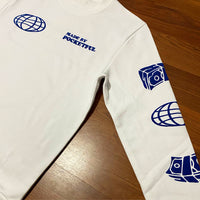 GLOBAL - White Crewneck - Royal Blue Design