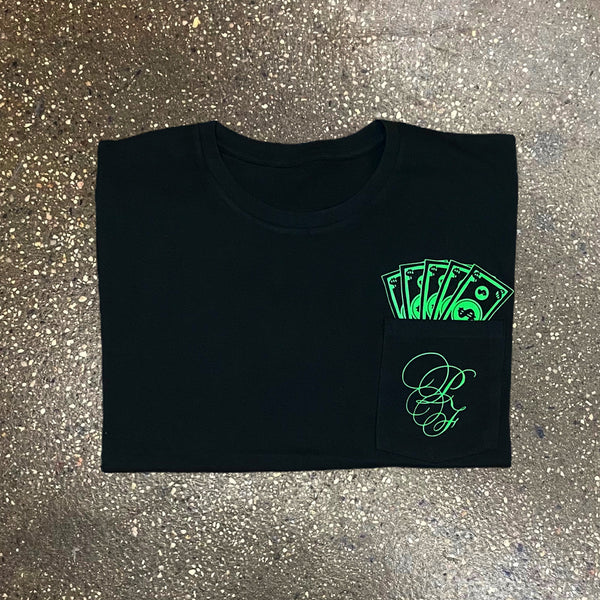 Classic - Black Pocket Tee - Green Design