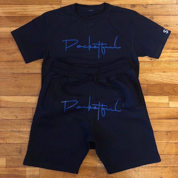 Script - Navy Blue Shortset - Royal Blue Design