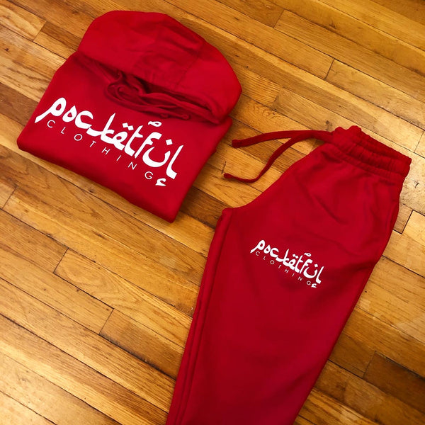 Arabic - Red Sweatsuit - White Design