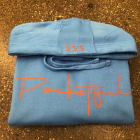 Script - Sky Blue Hoody - Orange Design