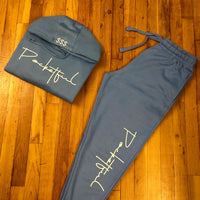 Script - Sky Blue Sweatsuit- White Design