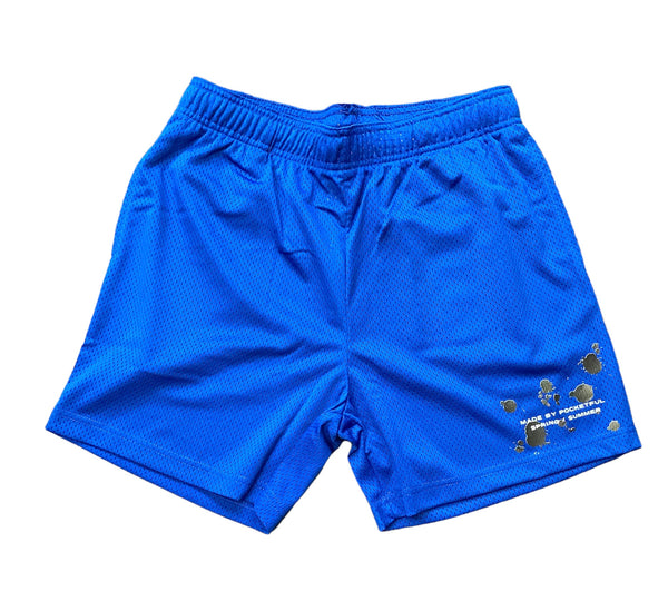 Splash - Blue Mesh Shorts - Black/ White Design