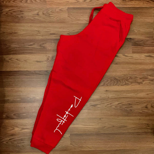 Script - Red Sweats - White Design