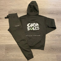 Cash Rules - Dark Grey/ Charcoal Sweatsuit - White Design