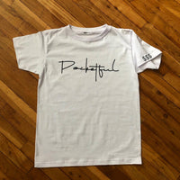 Script - White T-Shirt - Black Design