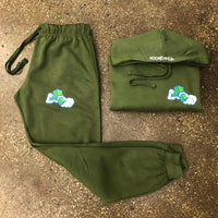 Money Hands - Olive Sweatsuit - Green/Royal Blue Design