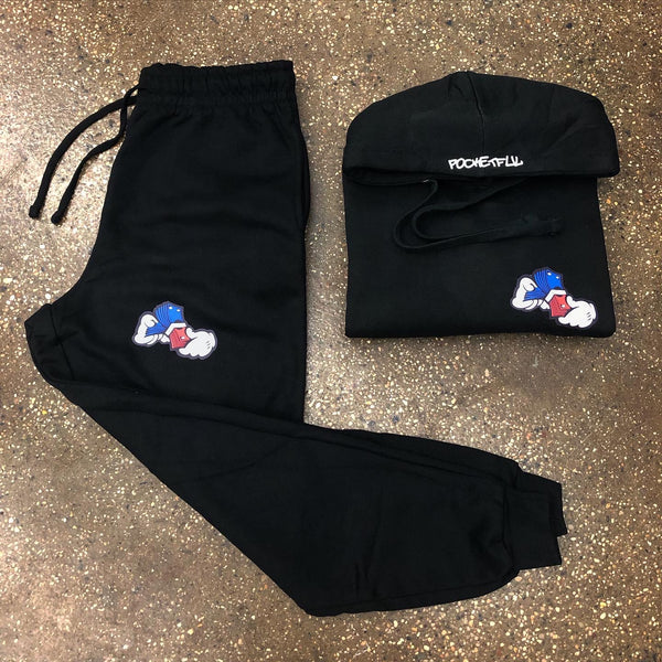 Money Hands - Black Sweatsuit - Red/Royal Blue Design