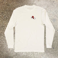 Money Hands Patch - White Long Sleeve Tee - Black/ White/ Red Design