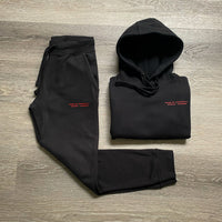 Cash Rules - Black Sweatsuit - Red Design