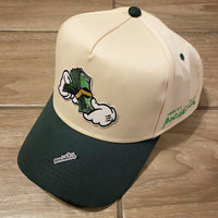 Money Hands Patch - Forest Green/ Tan SnapBack Hat - Green/ White Design