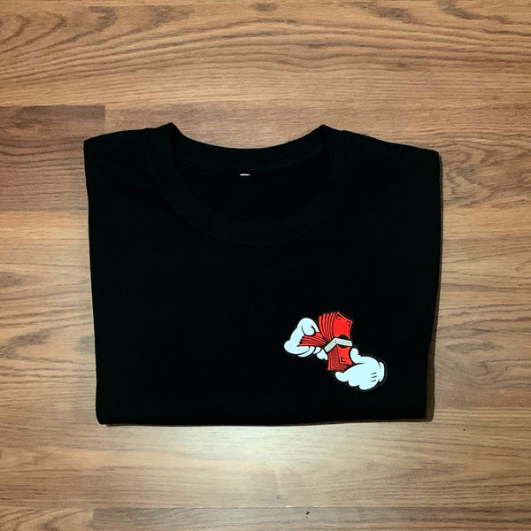 Money Hands - Black T-Shirt - Red/ White Design