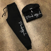 Script - Black Zipper Sweatsuit - White Design