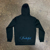 Classic - Black Zip Hoody - Blue/ White Design