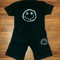 Smiley - Black Shortset - White Design