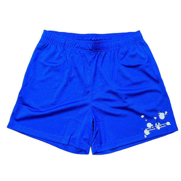 Splash - Blue Mesh Shorts - White Design