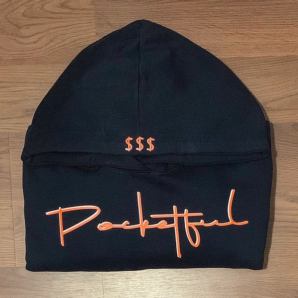 Script - Navy Blue Hoody - Orange/ White Design