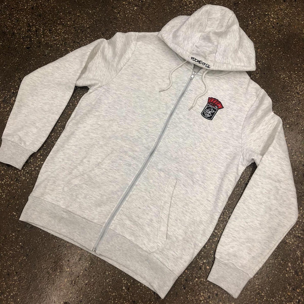 Money Patch - Light Grey Hoody - Red Design