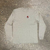 Money Hands Patch - Grey Long Sleeve Tee - Black/ White/ Red Design