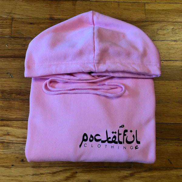 Arabic - Pink Hoody - Black Small Logo Design