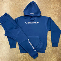 Unbreakable - Navy Blue Sweatsuit - White Design